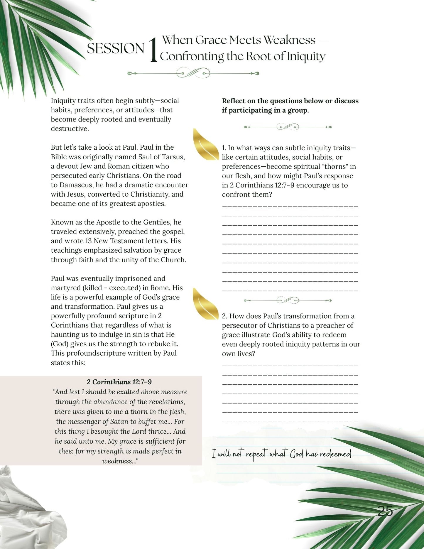 Eliminating the Snares of Iniquity Instructors Guide