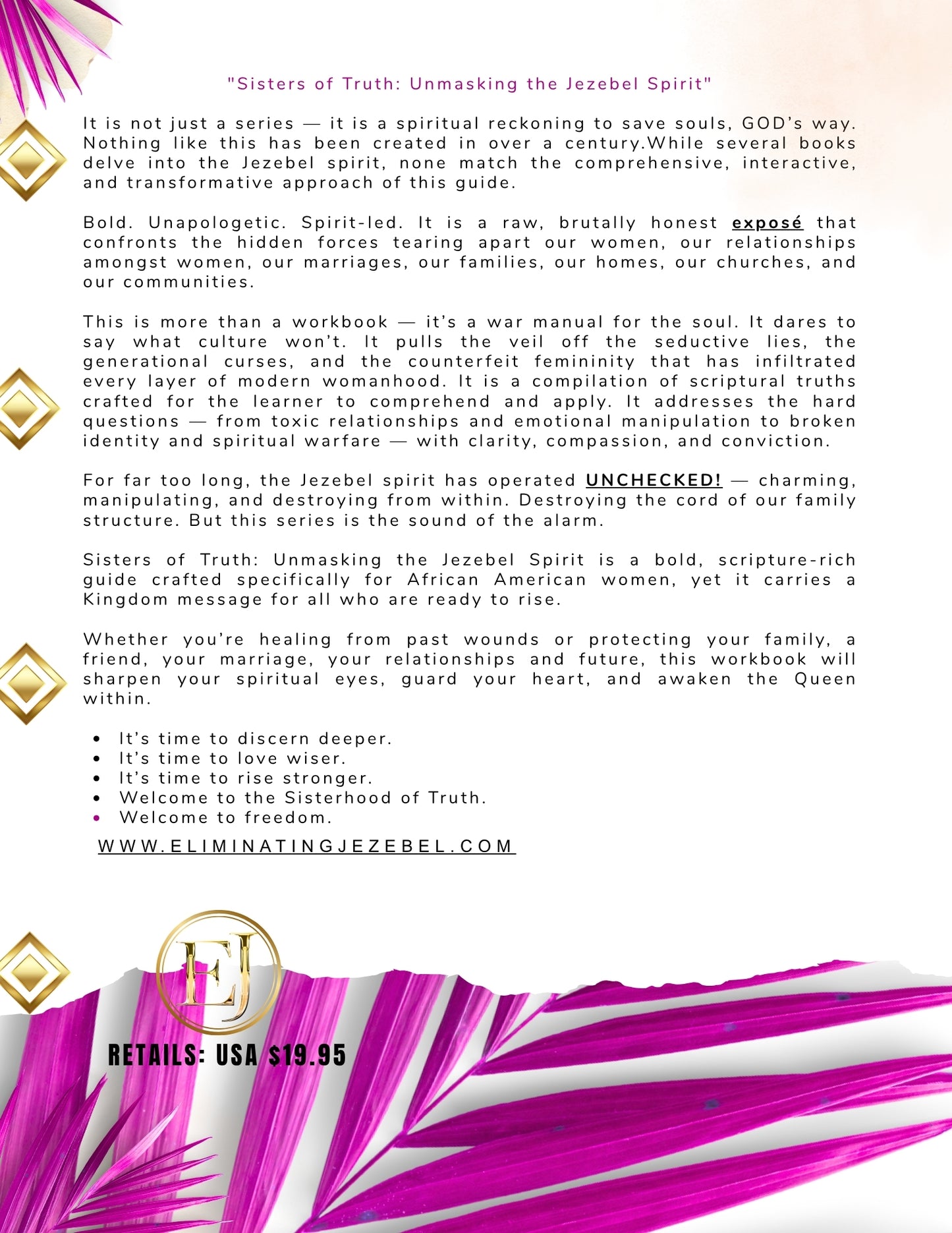 AVAILABLE SOON PRE-ORDER "Sisters of Truth: Unmasking the Jezebel Spirit" Instructors Guide